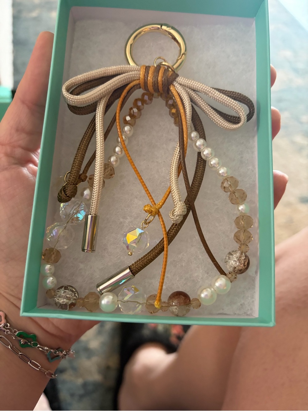 brown bow purse charm